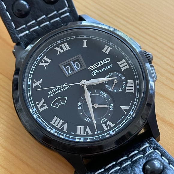 **SOLD** Seiko Premier Kinetic Perpetual Watch 7D48-0AH0 Special Edition Leather - Picture 3 of 16